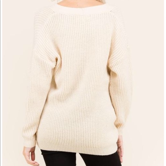 Front Tie Up Lightweight Sweater - Picture 2 of 3